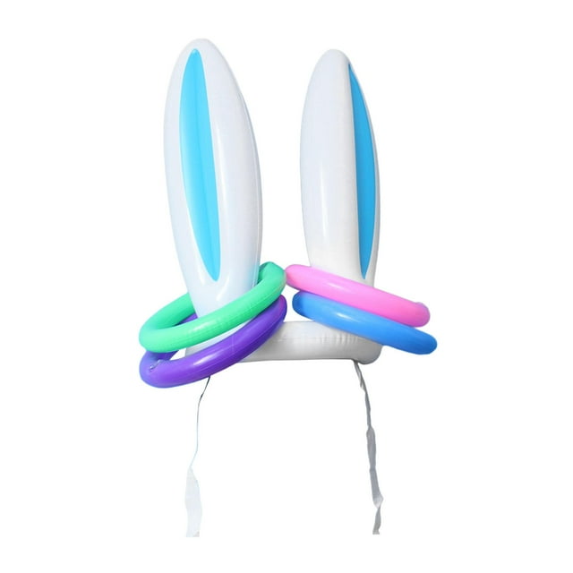 Juegos de lanzamiento de anillo BLESIY Orejas de conejo inflables de Pascua Azul