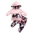 thumbnail image 1 of Infant Baby Girl Floral Pattern Long Sleeve Hooded Sweatshirt and Pants Cotton Outfit, 1 of 61