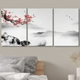 thumbnail image 3 of wall26 Canvas Print Wall Art Set Red Cherry Blossoms Over Misty Mountain Range Nature Wilderness Illustrations Modern Art Cultural Relax/Calm for Living Room, Bedroom, Office - 16"x24"x3 Pa, 3 of 5