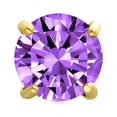 thumbnail image 2 of Minimaliste Petite Zircon Cubique Violet Simulé Améthyste CZ Hélice Ronde Cartilage Lobe d'Oreille Perçage Daith Rond Solitaire 1 Pce Boucle d'Oreille Véritable Or Jaune 14K Vis Arrière 3MM, 2 of 5