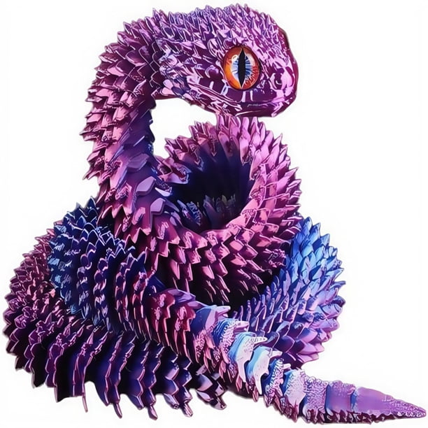Set De 2 Serpientes Articuladas Impresas En 3D De 30 Cm, Juguetes Flexibles De Color Morado Y Negro, Ideales Como Fidget Para Aliviar El Estrés Y Decorar