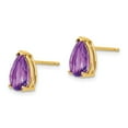 thumbnail image 2 of Real 14kt Yellow Gold 9x6mm Pear Amethyst Earrings; for Adults and Teens; for Women and Men, 2 of 3