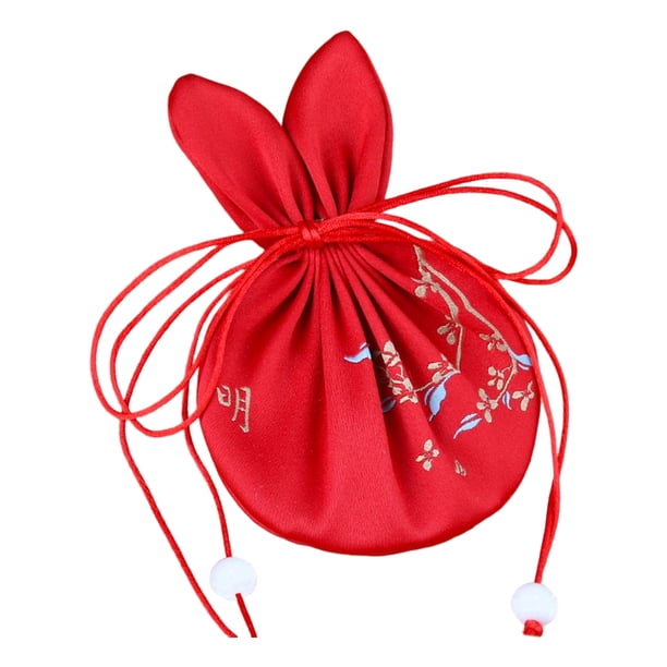 Sonducket Bolso con cordón Bolsos de joyería de estilo chino Bolso de perfume multifuncional Bolsa de embalaje Coches Amplia aplicación Accesorios de disfraces Rojo