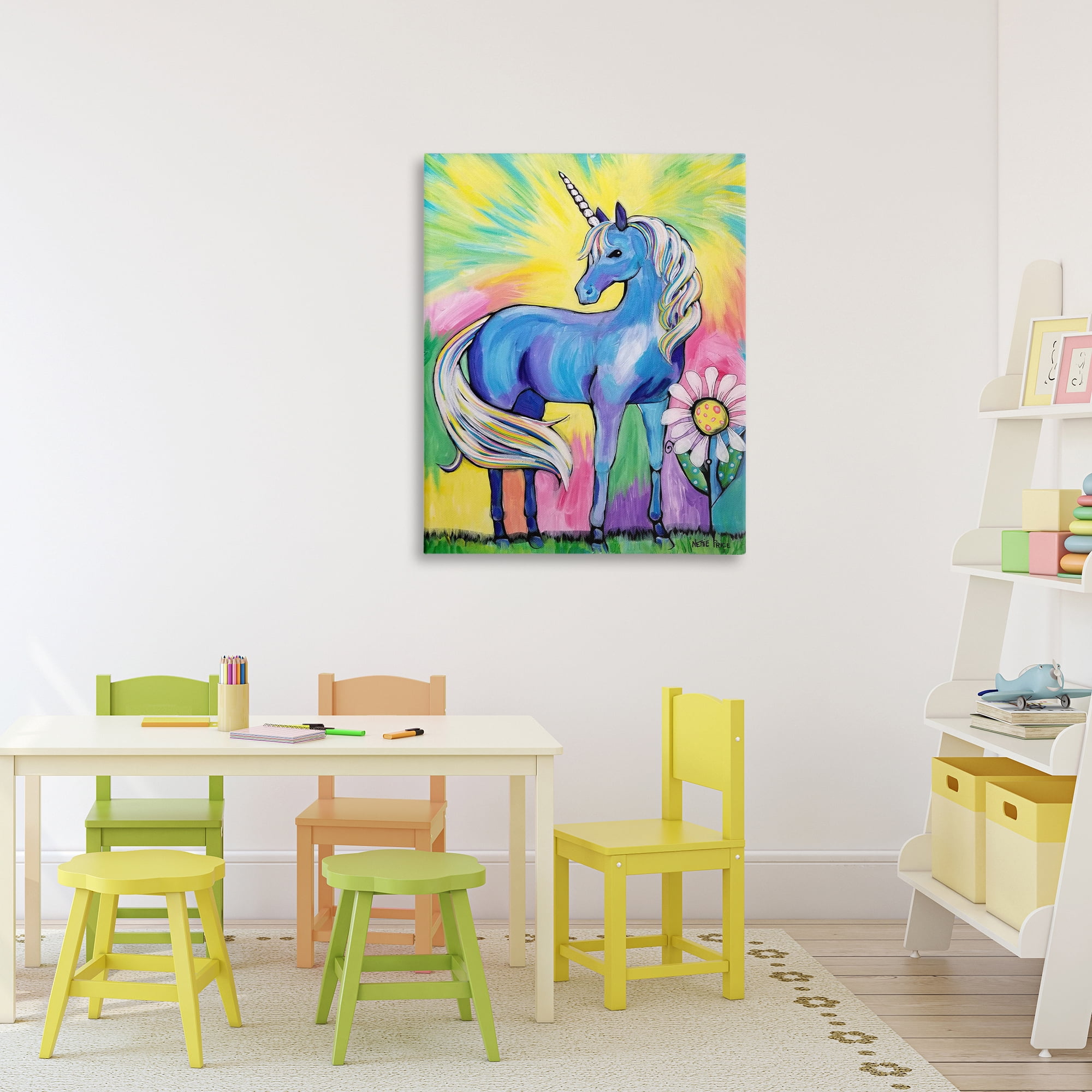 Stupell Industries Magical Unicorn in Rainbow Meadow Canvas Wall Art, design by Nettie Price