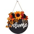 thumbnail image 1 of Yazoeia Halloween Welcome Sign for Porch,Round Halloween Welcome Door Sign,Halloween Door Sign with Rope,Halloween Skeleton Sign for Front Door Decor,Holiday Decor for Porch Window Wall, 1 of 8