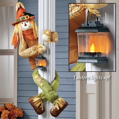Collections Etc Scarecrow Hugger With Lantern Fall Outdoor Or