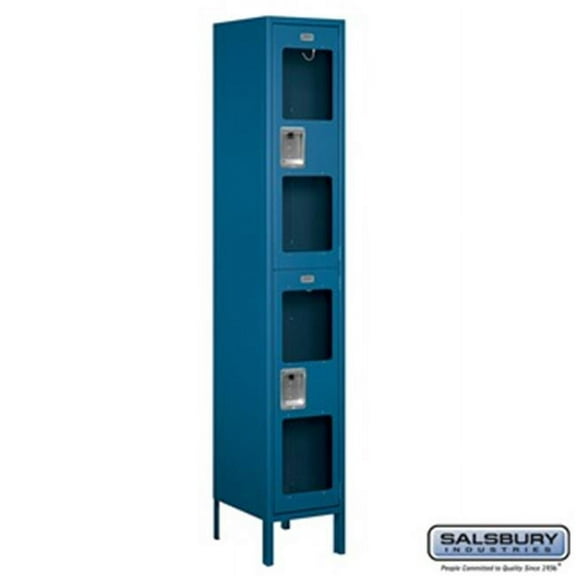 Salsbury S-52165BL-U 1 x 6 x 15 in. Double Tier Extra Wide See Through Metal Locker, Blue - Unassembled