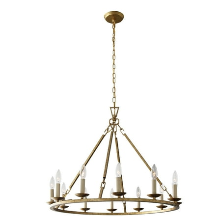 AA Décor 12 Light Constance Candle Style Chandelier in Antique Gold Finish - 24.4"H x 30"W x 9.8"D