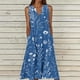 thumbnail image 1 of TaTaai Ladies Casual Sleeveless V Neck Maxi Dress Strap Detail Loose Fit Summer Beach Vacation Long Sundress Gift, 1 of 5