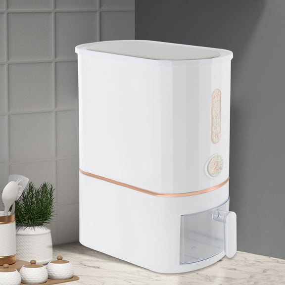 Vintoro 22.05lbs PP Rice Dispenser with Cup and Lid, Dry Food Dispenser with Scale Window, Freestanding