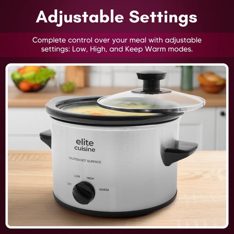 Elite Cuisine MST525 1.5Qt. Mini Slow Cooker with Adjustable