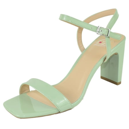 

Delicious Women Thick High Heels Ankle Straps Open Peep Toe VESTIA-H Green Mint 5.5
