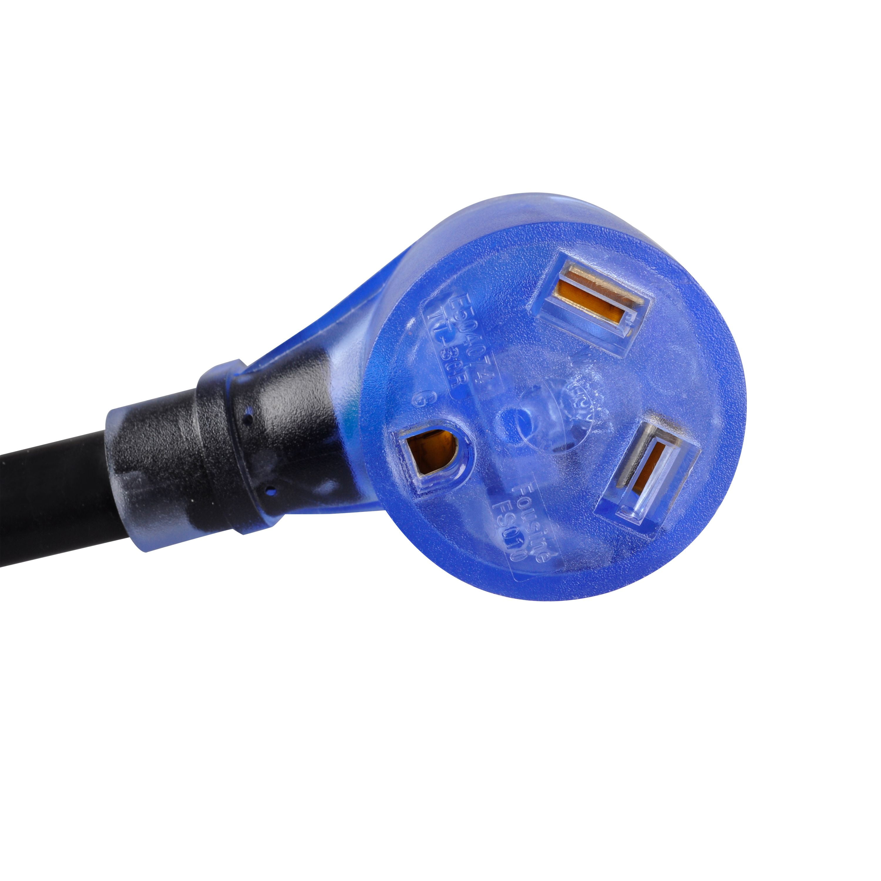 AutoDrive 10/3 STW 50 to 30 Amp Universal RV Adapter Extension Cord with Lighted End, 1.5feet, Black