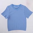 thumbnail image 2 of YUGYXL Womens Short Sleeve T Shirts Buttery Soft Summer Crop Tops Slim Fit Y2k Basic Tees for Workout Blue Top S, 2 of 6