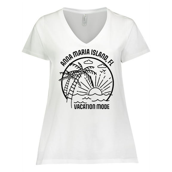 Inktastic Summer Vacation Mode Anna Maria Island Florida Women's Plus Size V-Neck T-Shirt