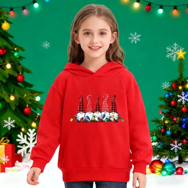 Sudadera con capucha para niños, sudadera con capucha de manga larga con estampado navideño, jersey para niños, blusa de poliéster para niños