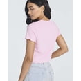 thumbnail image 4 of Real Essentials 4 Pack:Women's Lettuce Trim Ribbed Knit Short Sleeve Crop Tops Shirts Casual Summer Going Out T-Shirts, 4 of 6