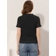 thumbnail image 3 of Blusa Informal Allegra K con Cuello En V Y Manga Corta Para Mujer con Puntos Suizos Negro S, 3 of 4