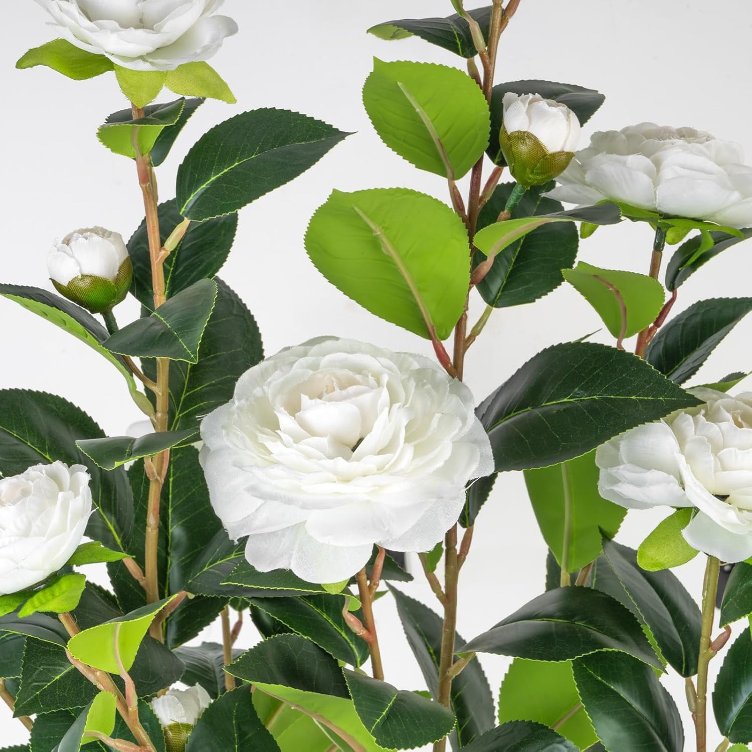 Artificial Camellia Tree 2 Pack, 3FT Faux Camellia Plant in Pot, 36 inch Fake Potted Camellia Flower Tree Plastic Camellia Tree for  Office Living Room Floor, Christmas, Decor Indoor, White