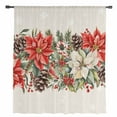 thumbnail image 2 of Christmas Poinsettia Semi Sheer Curtains Drapes for Living Room,Bedroom,French Doors Window 45 Inches Long,Xmas Botanical Floral Snowflakes Rod Pocket Chiffon Curtain Drapery Voile Draperies Panel, 2 of 6
