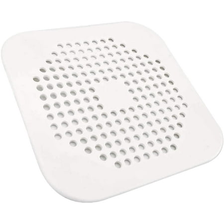 

Square Drain Cover Filter Shower Drain Hair Catcher with Suction Cups Silicone Drains Protector Sewer Filter for Bathroom/Shower Room/Kitchen/Basin/Sink 2 Pack (White)