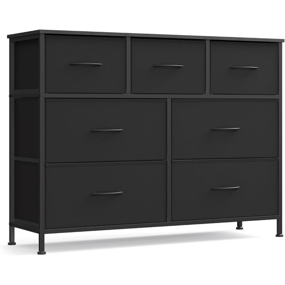 Dresser for Bedroom, Chest of Drawers, TV Stand, Steel, MDF, 7 Non-Woven Fabric Drawers, Storage Organizer Unit