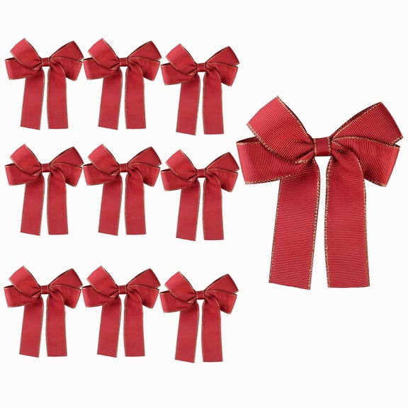 10 Pcs Gift Wrap Satin Ribbon Bows 4.5" Craft Bows Ribbons for Gift Wrapping DIY Treat Bags Holiday Gifts Bag Party Decorations, Wedding Decor Christmas Birthday Presents (Wine Red)