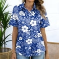 thumbnail image 5 of Minjewel Women's Short Sleeve Satin Blouse Silk Tops Button Down Shirts Business Casual Work Office Wear Dressy Chic Tops,Blue,M, 5 of 8