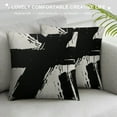 thumbnail image 3 of Creowell Black and Beige Throw Pillows Cover，Abstract Modern Pillow Covers，Black and Beige Bedroom Decor，Abstract Pillow Covers for Home livingroom Bedroom 18x18in, 3 of 5