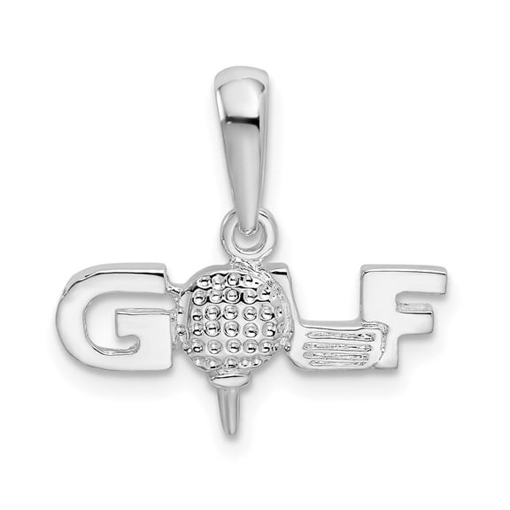Million Charms 925 Sterling Silver Sports Charm, Polished GOLF Tee and Club Pendant