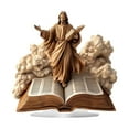 thumbnail image 4 of Estatua de Jesús acrílica decorativa para el hogar, suministros festivos con libro bíblico, adorno para chimenea, sala de estar, recuerdos de fiesta, 4 of 9