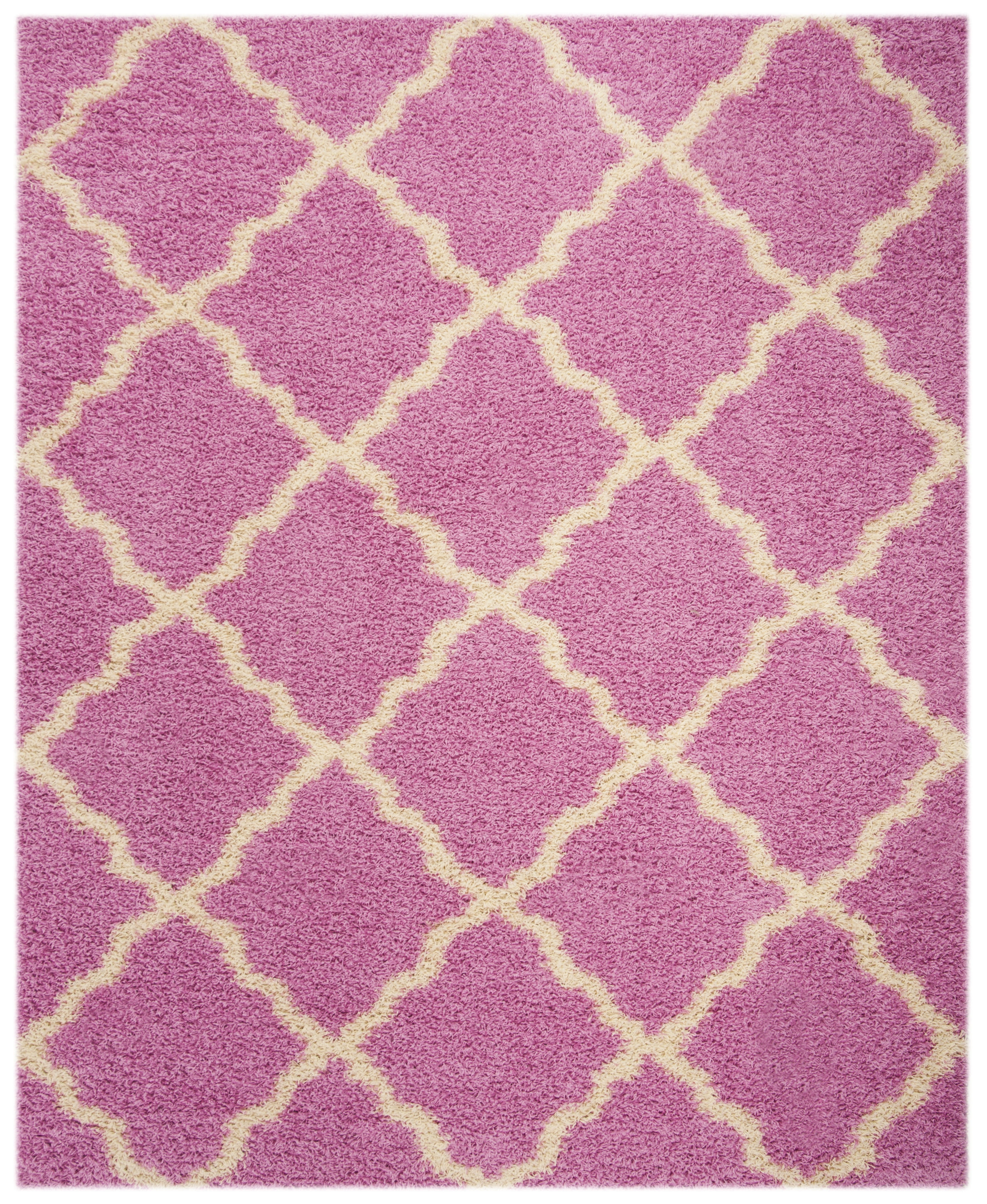 SAFAVIEH Daley Geometric Plush Shag Area Rug, Pink/Ivory, 10' x 14'