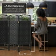 thumbnail image 5 of Red Lantern 4 ft. Short Fiber Weave Folding Screen - Black - 3 Panels, 5 of 7
