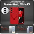 thumbnail image 2 of KOMI for Galaxy S25 Case with Stand, Slim Liquid Silicone Phone Cases for Samsung Galaxy S25 Compatible with MagSafe, Full Camera Protection Magnetic Kickstand Case for Samsung S25, Red, 2 of 9