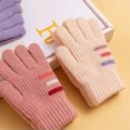 thumbnail image 4 of CSChome Gants pour Enfants Gants d'Hiver Tricotés pour Enfants - Rayures Colorées Épais Extensibles Chauds Coupe-Vent Doigts Complets, 4 of 7