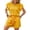 Yellow, variant on Chiffon Two Piece Sets for Women Ruffle Crew Neck Summer Tops Drawstring Lounge Short Sets Vacation Outfits with Pockets Yellow XL