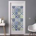 thumbnail image 2 of Middle Century Window Privacy Film, Vintage Farmhouse Bohemia Style Blue Static Cling UV Sun Blocking Heat Control Window Tint Day and Night, Non-Adhesive One Way Windows Privacy Cover 35.4''x78.7'', 2 of 7