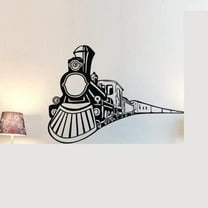 Vehicle Train Wall Stickers Decals - Train is Coming Wall Decor Art Vinyl Removable Black Graphic Steam Train Silhouette Home Wall Mural