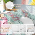 thumbnail image 2 of Queen 4 Piece Bedding Set Summer Pink Starfish on Wood Board Soft Breathable Duvet Cover and Pillowcase,Marine Life Coral Duvet Cover Set Washable Bed Sheets for Bedroom Dormitory Guest Room, 2 of 9