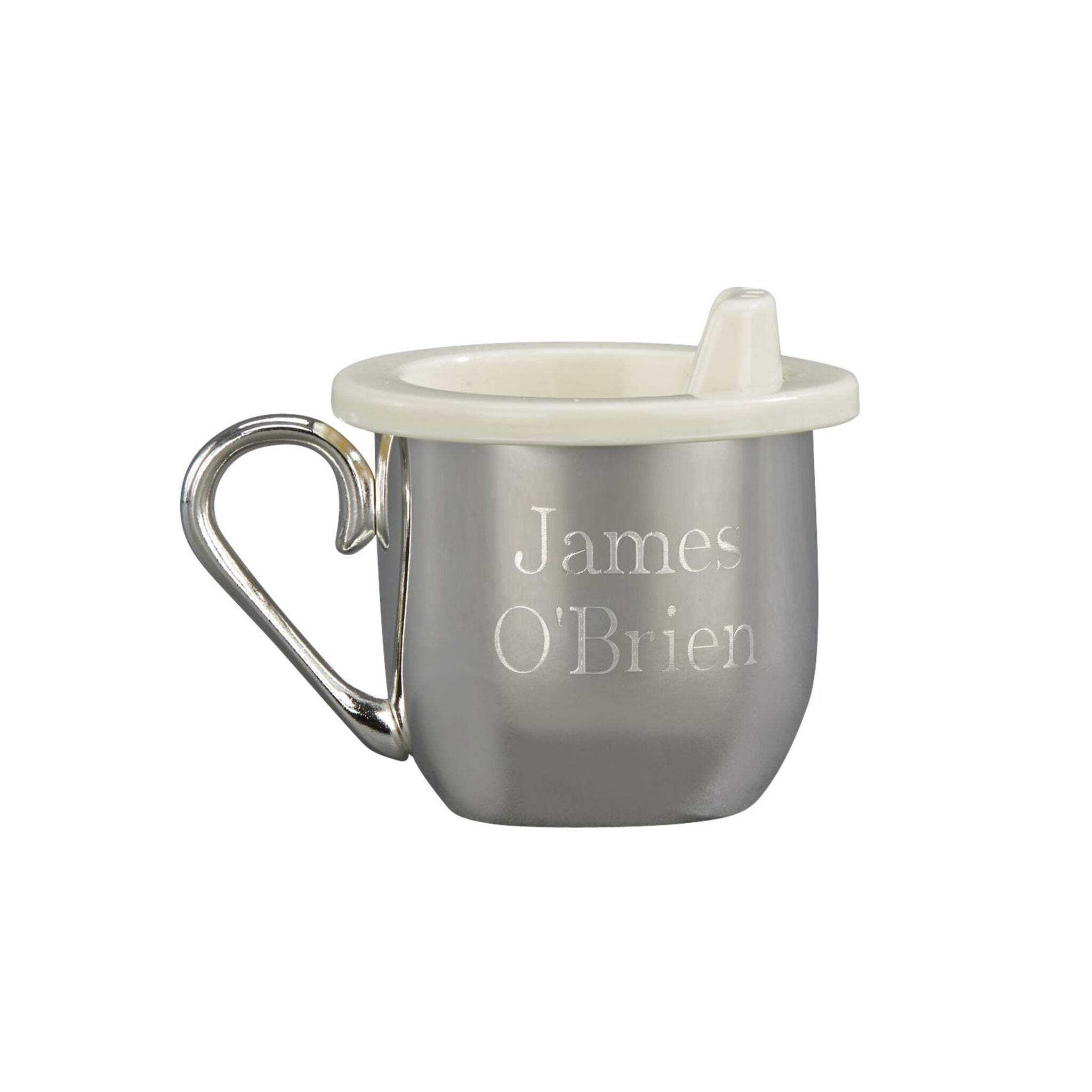 BABY CUP WITH SIPPER LID - BABY CUP W/ SIPPER LID, SILVER PLATED