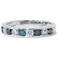 thumbnail image 1 of 1ct Channel Set Blue & White Diamond Ring 14K White Gold, 1 of 3