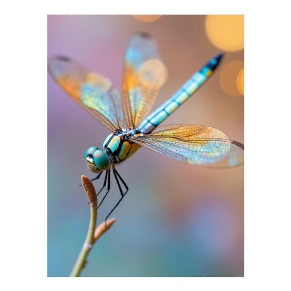 Diamond Art Kit for Adults, Vibrant Dragonfly Perched Diamond Painting for Adults Beginners, DIY Diamond Art Painting Kits, 5D Diamond Painting Crafts for Home Decor 12x16 Frameless