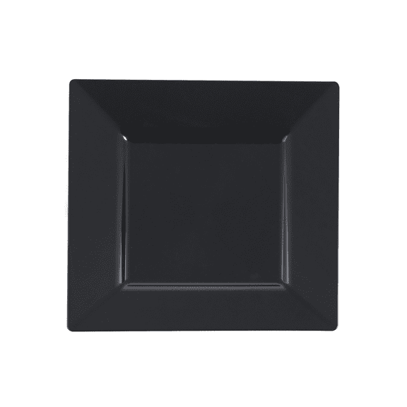 EMI Yoshi 9 1/2" Black Square Dinner Plastic Plate 10ct