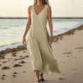 thumbnail image 2 of Admvng Robes pour Femmes Décontractées à Col en V Sans Manches Robe d'Été Grande Taille Ample Longue Robe de Plage d'Été P-2TG, 2 of 7