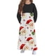 thumbnail image 4 of Vestido de manga larga con cuello redondo para niña, estampado navideño, manga larga, cuello redondo, bolsillos, falda larga informal para adultos, vestido de poliéster para niña., 4 of 5