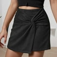 thumbnail image 2 of EDFBUYKRS Female Skirts Knee Length Skirt with Pockets Plaid Autumn Wrap Skirt High Waist Mini Pencil Style Wear Elegant Suede Bodycon Slim Fit Short Skirt, 2 of 5