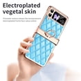 thumbnail image 4 of MonsDirect for 6.7 inch Samsung Galaxy Z Flip 4 5G 2022 Case, Hinge Protection Plating Frame Hard PC Shell Diamond PU Leather Cover Shockproof with Finger Ring Stand Holder for Galaxy Z Flip 4, Blue, 4 of 7
