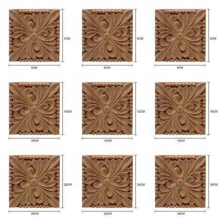 - European Furniture Accessories Square Block Wood Carved Decal Corner Appliques Furniture Wood Carving
