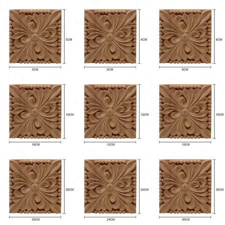 European Furniture Accessories Square Block Wood Carved Decal Corner Appliques Furniture Wood Carving