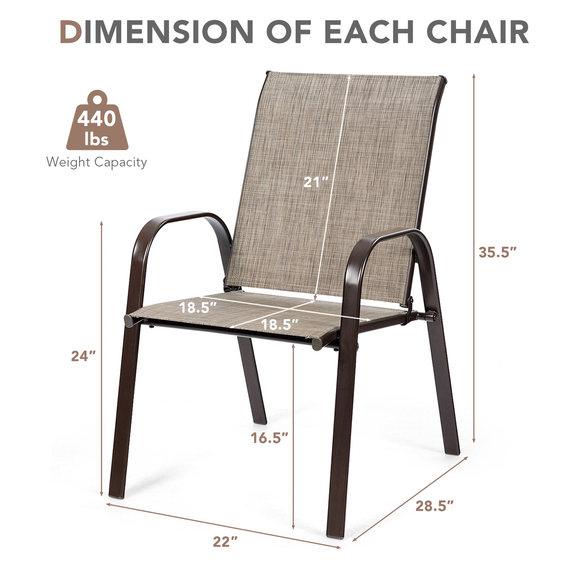 Gymax Set of 2 Patio Chairs Dining Chairs w/ Steel Frame Yard Outdoor Grey
